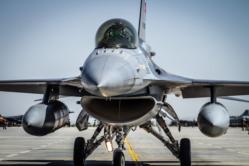 Military fighter jet on runway