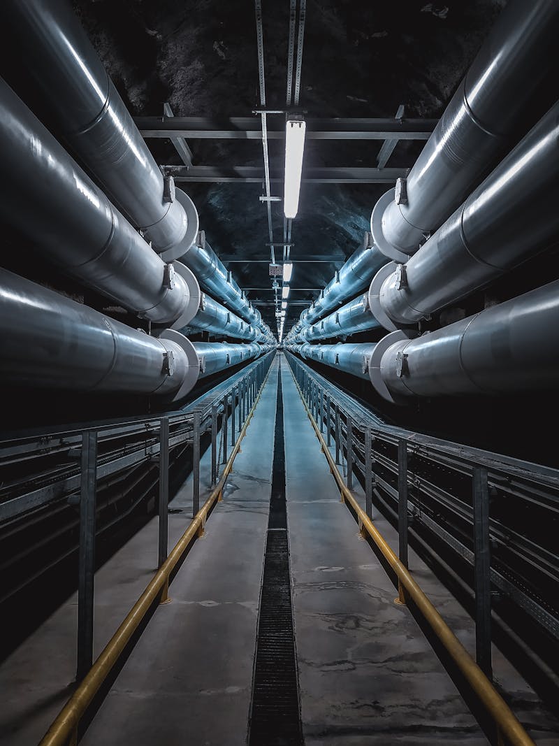 Industrial steel pipeline corridor